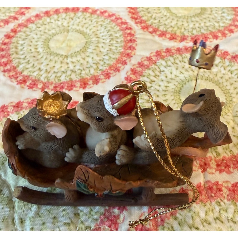 Charming Tails Fitz Floyd Weee Three Kings Christmas Ornament Mouse Mice 98/233